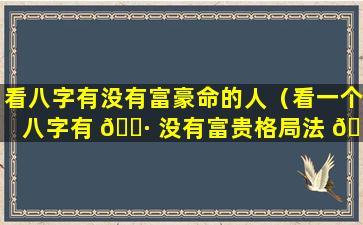 看八字有没有富豪命的人（看一个八字有 🌷 没有富贵格局法 🐡 必看）